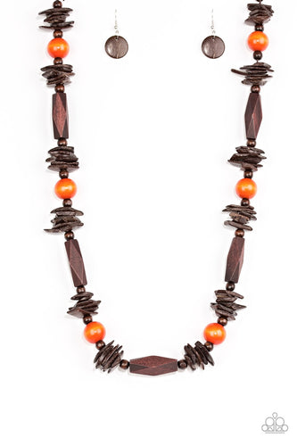 Cozumel Coast Orange Wood Necklace