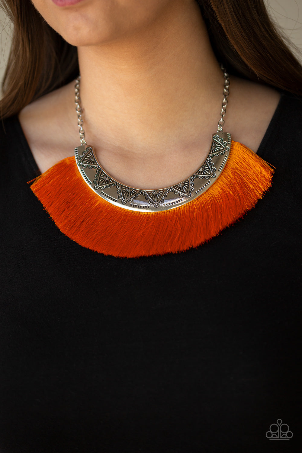 Paparazzi Might and MANE - Orange Necklace