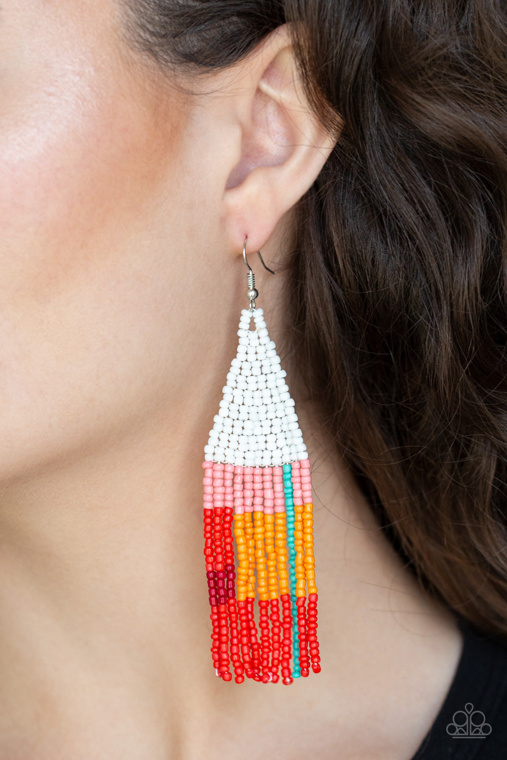 Paparazzi Beaded Boho - White Earrings