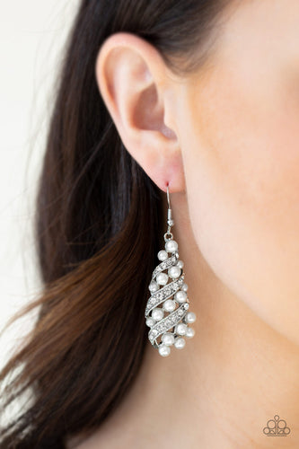 Paparazzi - Ballroom Waltz - White Earrings